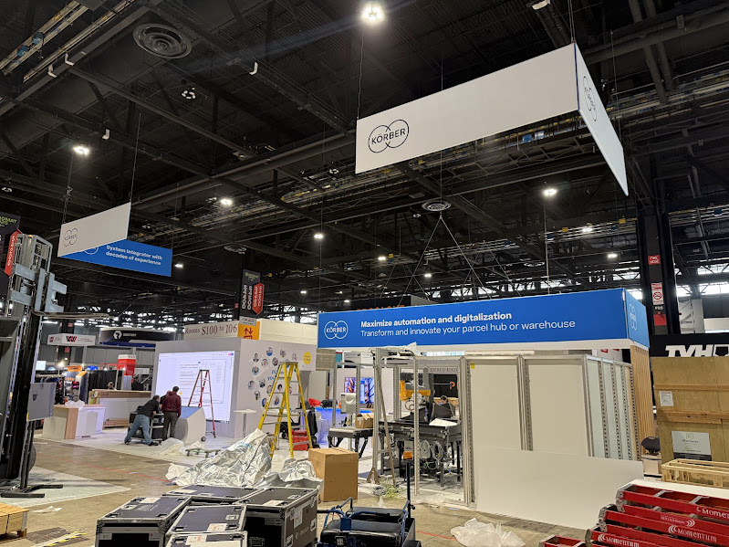 Trade show booth build-out in progress